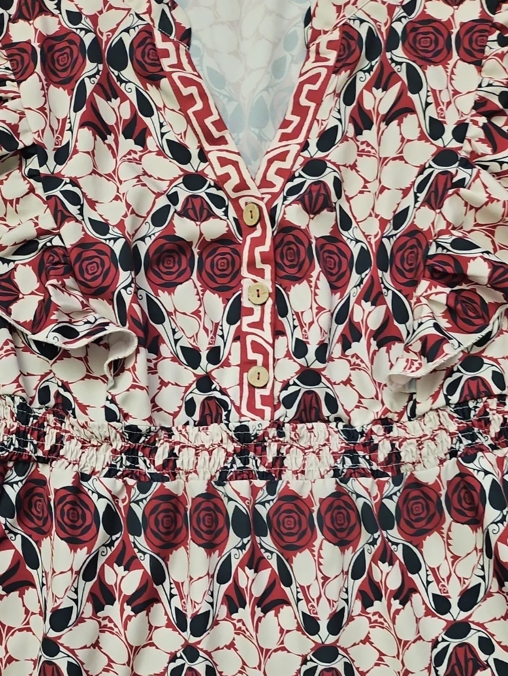Bloomchic Boho Print Ruffles Shirred Pocket Elastic Waist Dress XL 14/16 - Picture 4 of 5